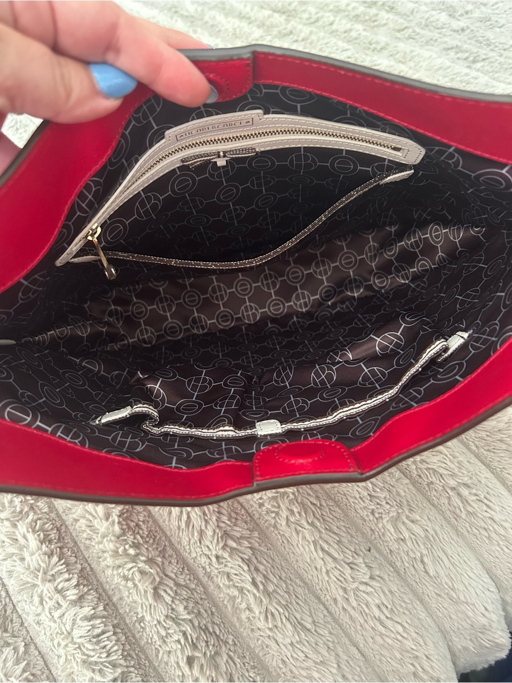 henri bendel Red Leather Hobo with Striped Shoulder Strap - Picture 4 of 5